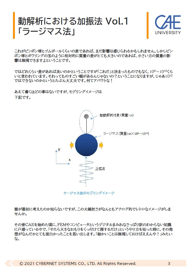 動解析における加振法 Vol.1「ラージマス法」