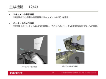 主な機能<br>ドキュメント表示機能／バーチャルカメラ機能