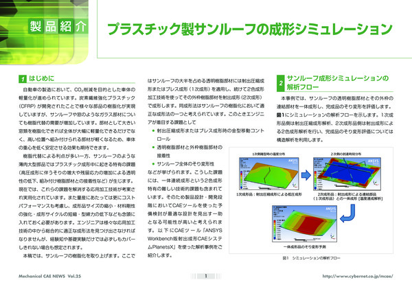 プラスチック製サンルーフの成形シミュレーション