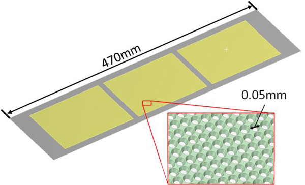 図1 メタルマスク全体とマスク部のサイズ比較