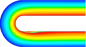 180度ベンド管流れ（曲率の強い流れ）