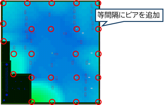 電圧分布表示(ビア対策後)