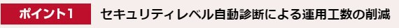 ポイント1.セキュリティレベル自動診断による運用工数の削減
